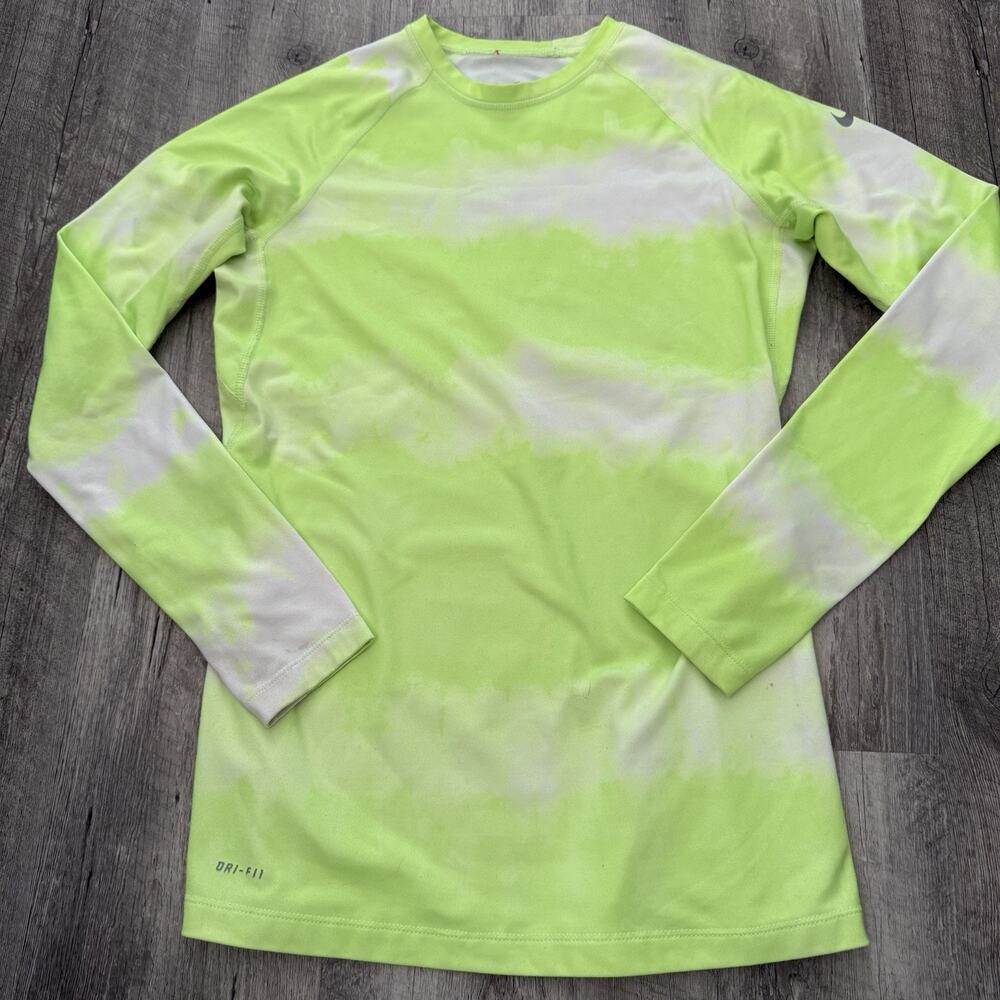 Nike Pro Combat Neon Tie Dye Womens Medium Fitted Dri-Fit Long Sleeve Base Layer